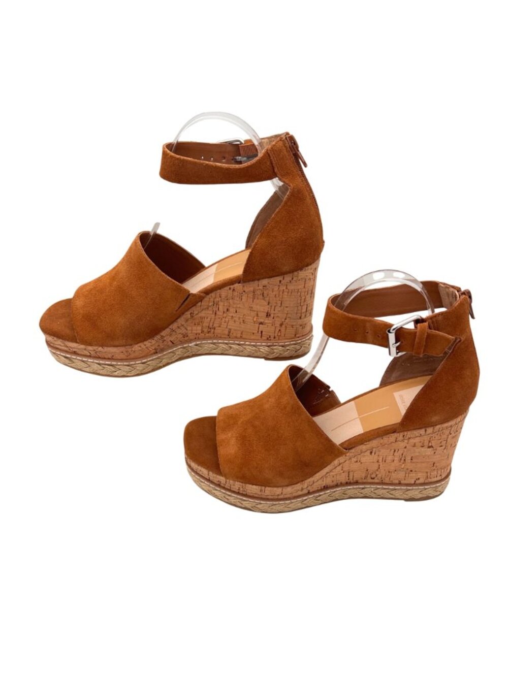 Dolce Vita Wedge Espadrille Sandals Brown Suede Open Toe Size 9 Cork & Jute Rope - Picture 3 of 13